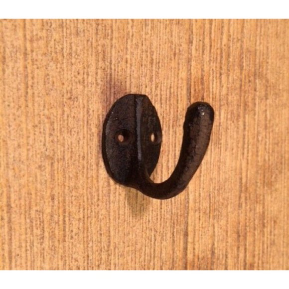 Two (2) Small 1 1/2" tall Cast Iron Robe / Coat Hook two (2) 0170-01203 - Picture 4 of 12